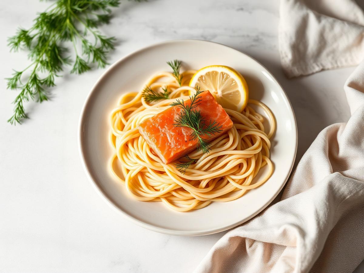 Laxpasta med dill och citron